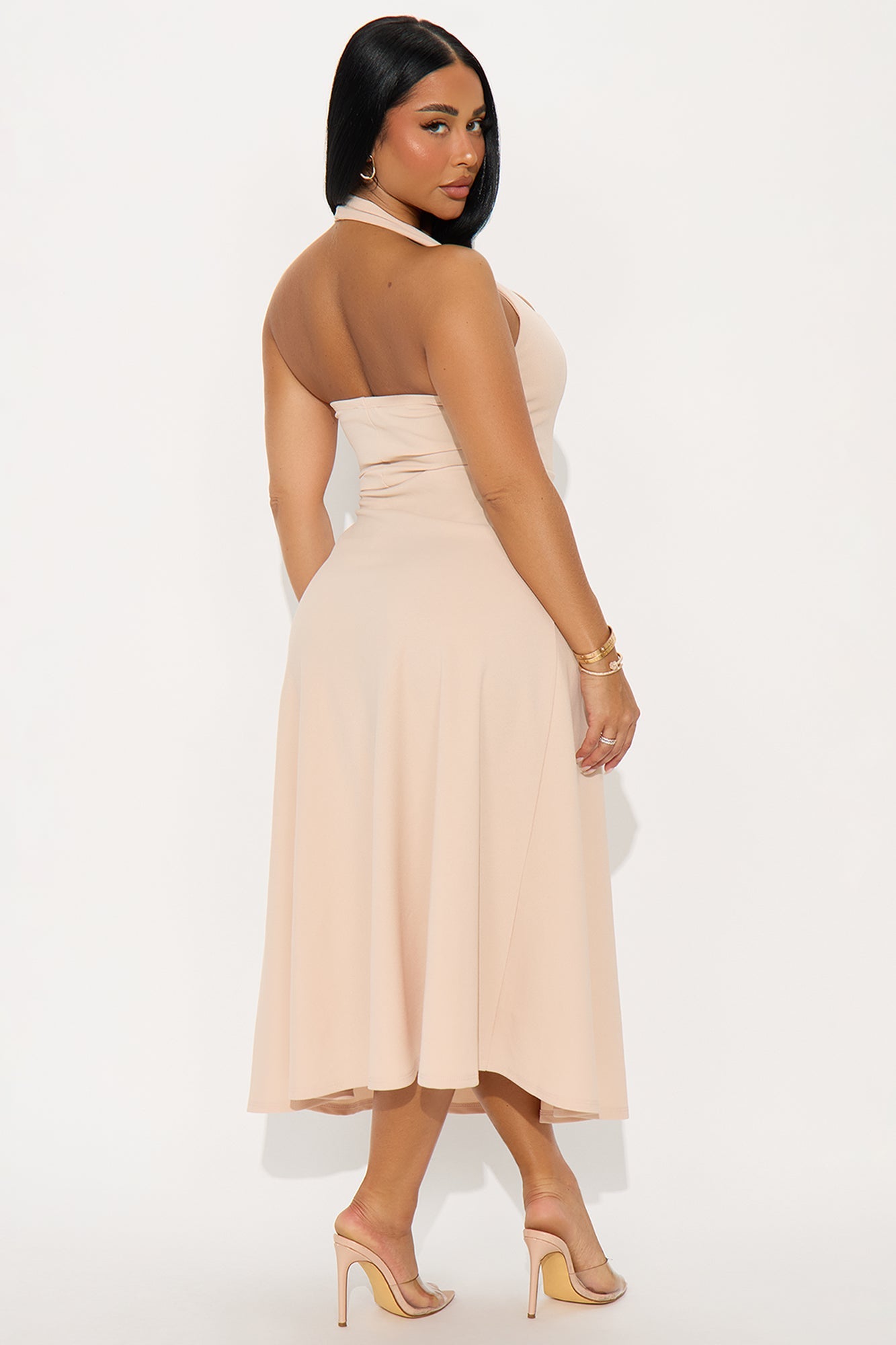 Alena Halter Midi Dress - Stone