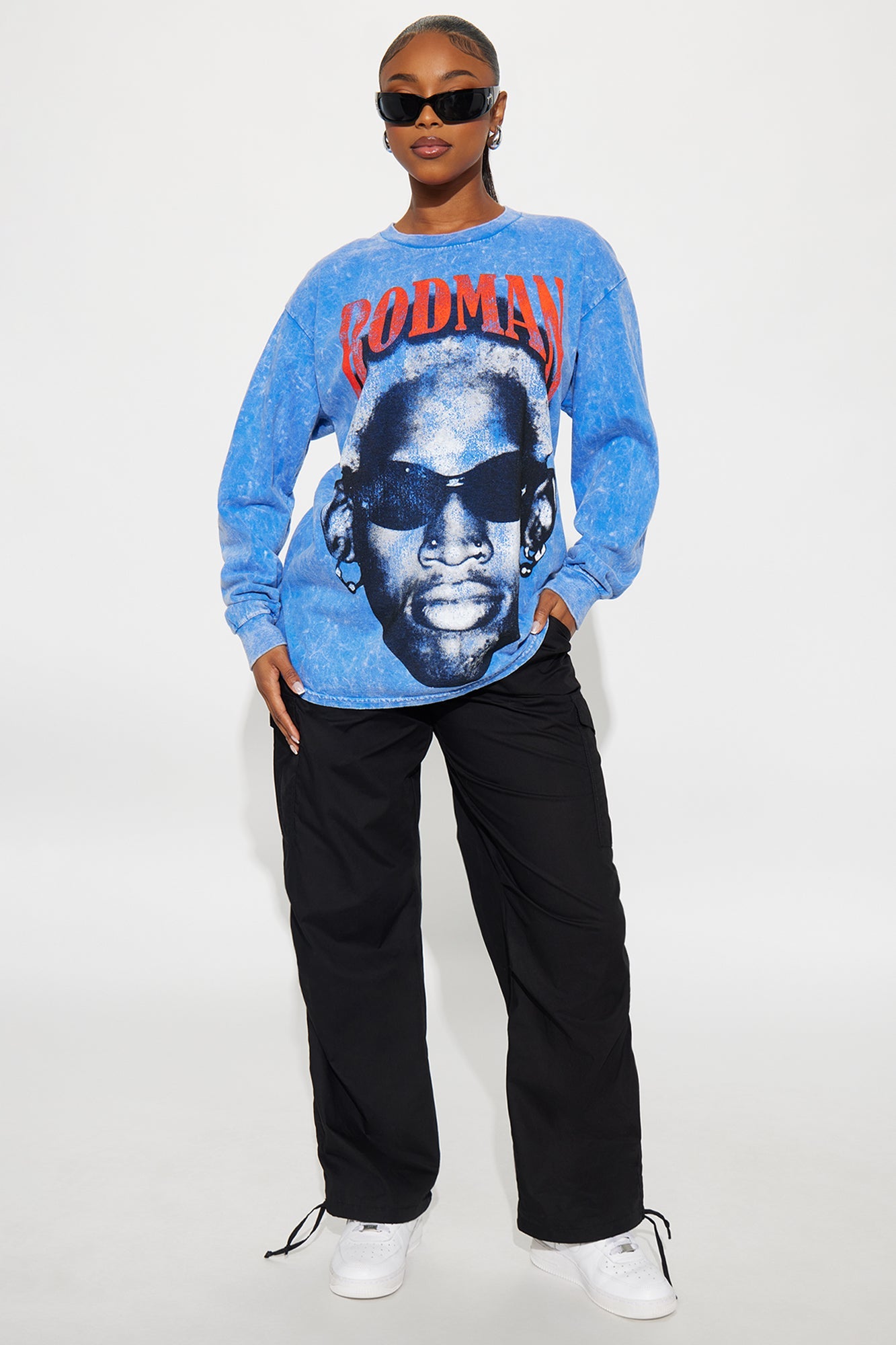 Dennis Rodman Rules Washed Long Sleeve Tee - Blue Wash