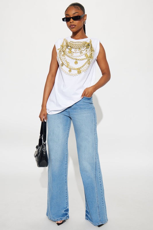 Chains On My Neck Oversize Tee - White
