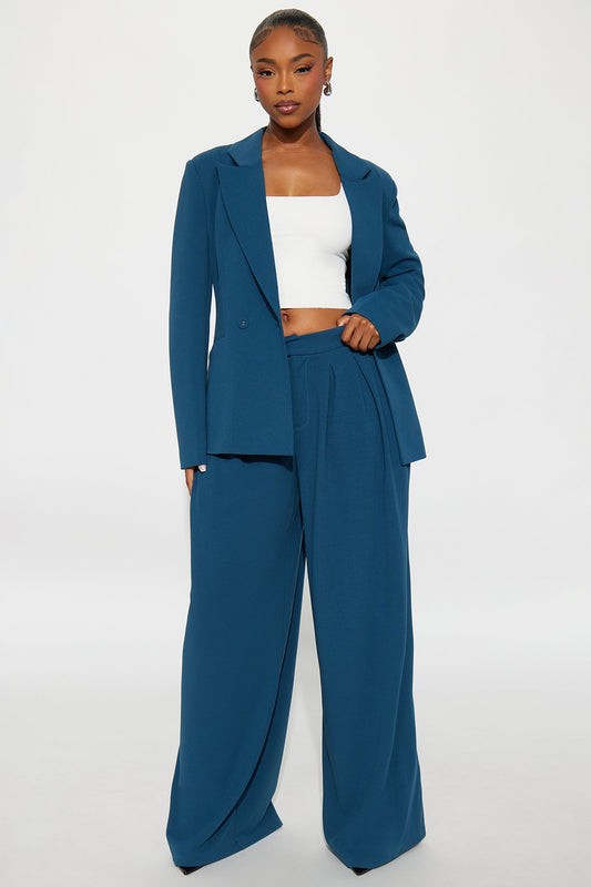 Charlie Wide Leg Trouser 33″ - Teal