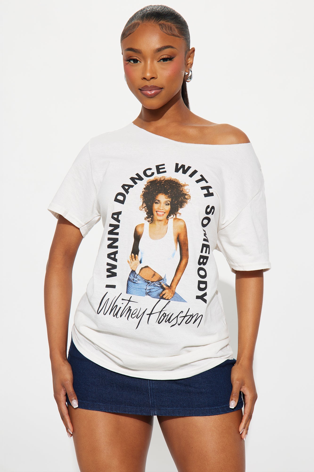 Whitney I Wanna Dance Off Shoulder Tee - Natural