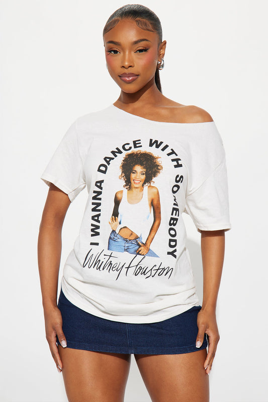 Whitney I Wanna Dance Off Shoulder Tee - Natural