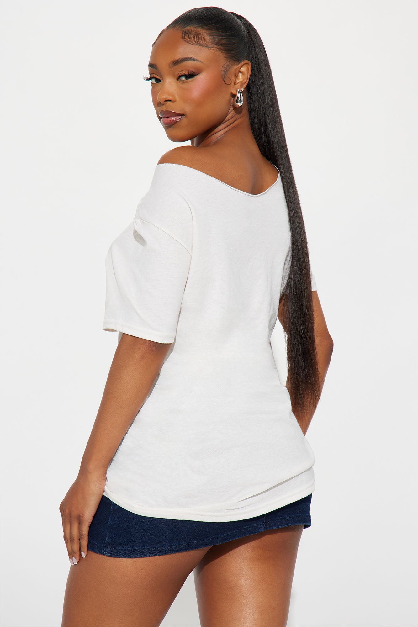 Whitney I Wanna Dance Off Shoulder Tee - Natural