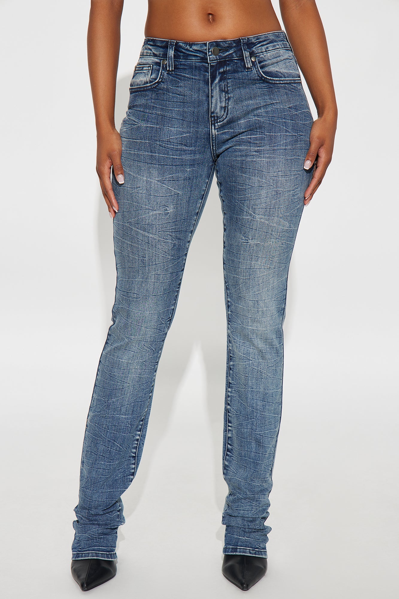 My Way Stacked Slim Jeans - Medium Wash