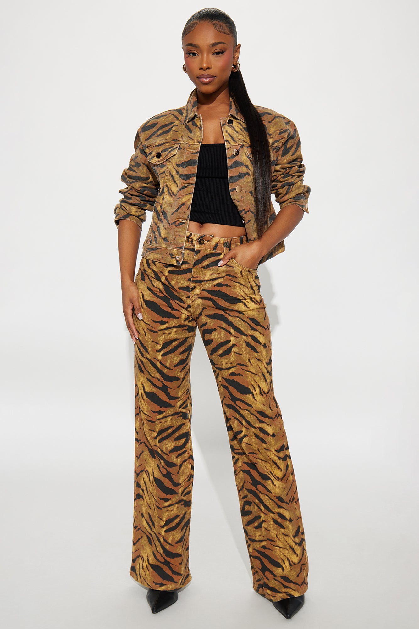 Five Star Safari Wide Leg Jeans - Brown/combo