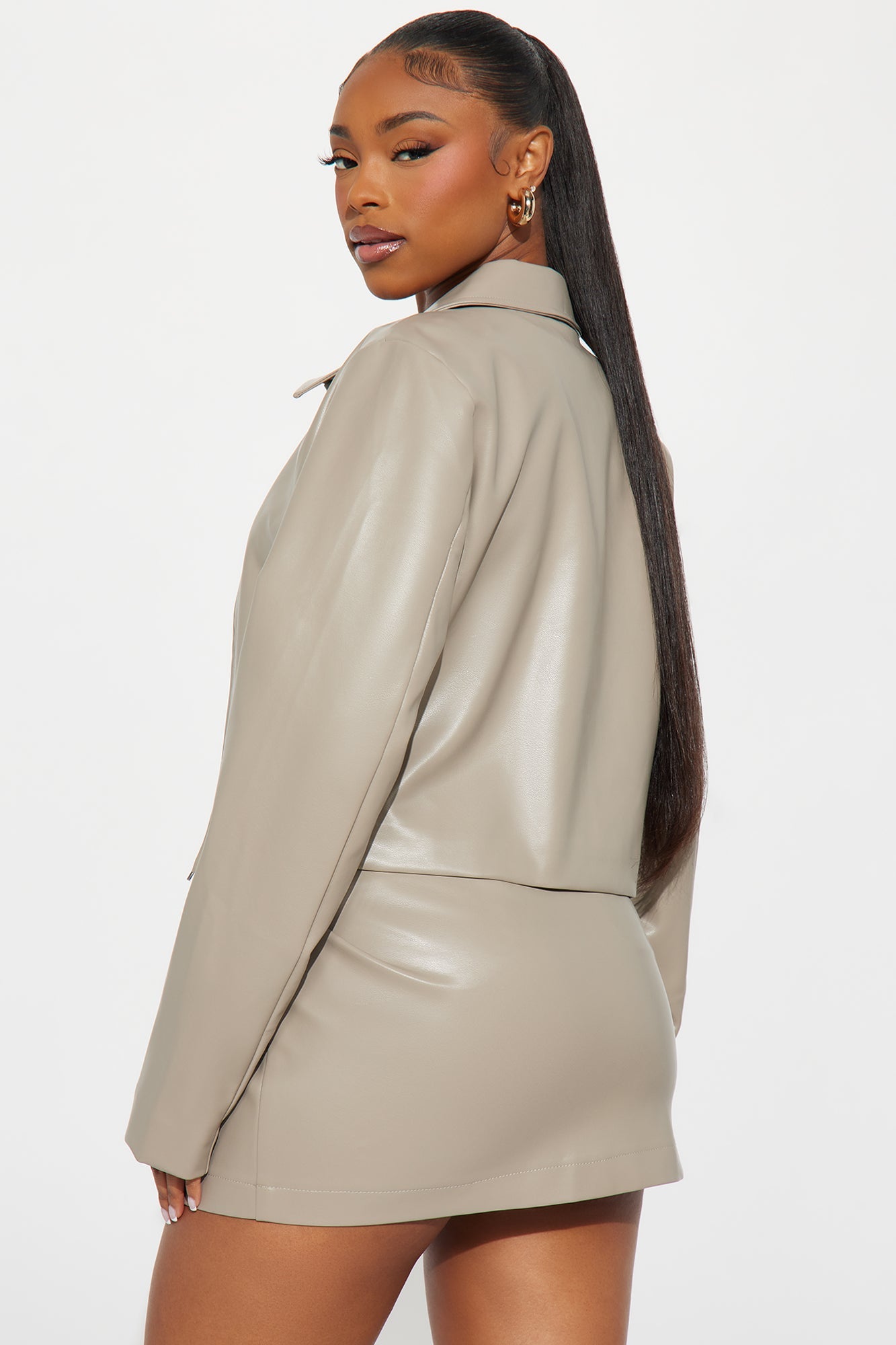 Stella Faux Leather Moto Jacket - Stone