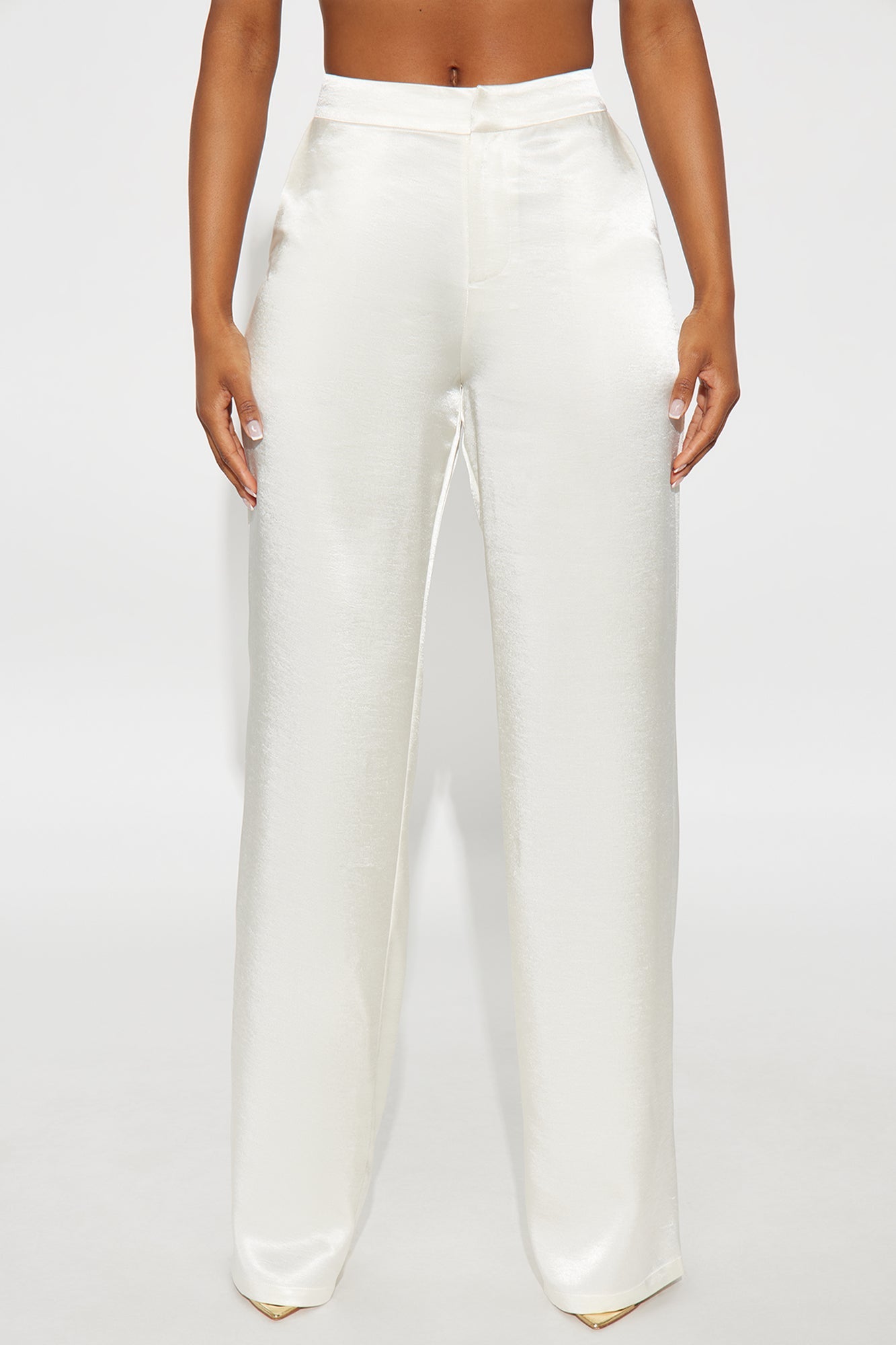 Selena Satin Wide Leg Pants 33″ - Ivory