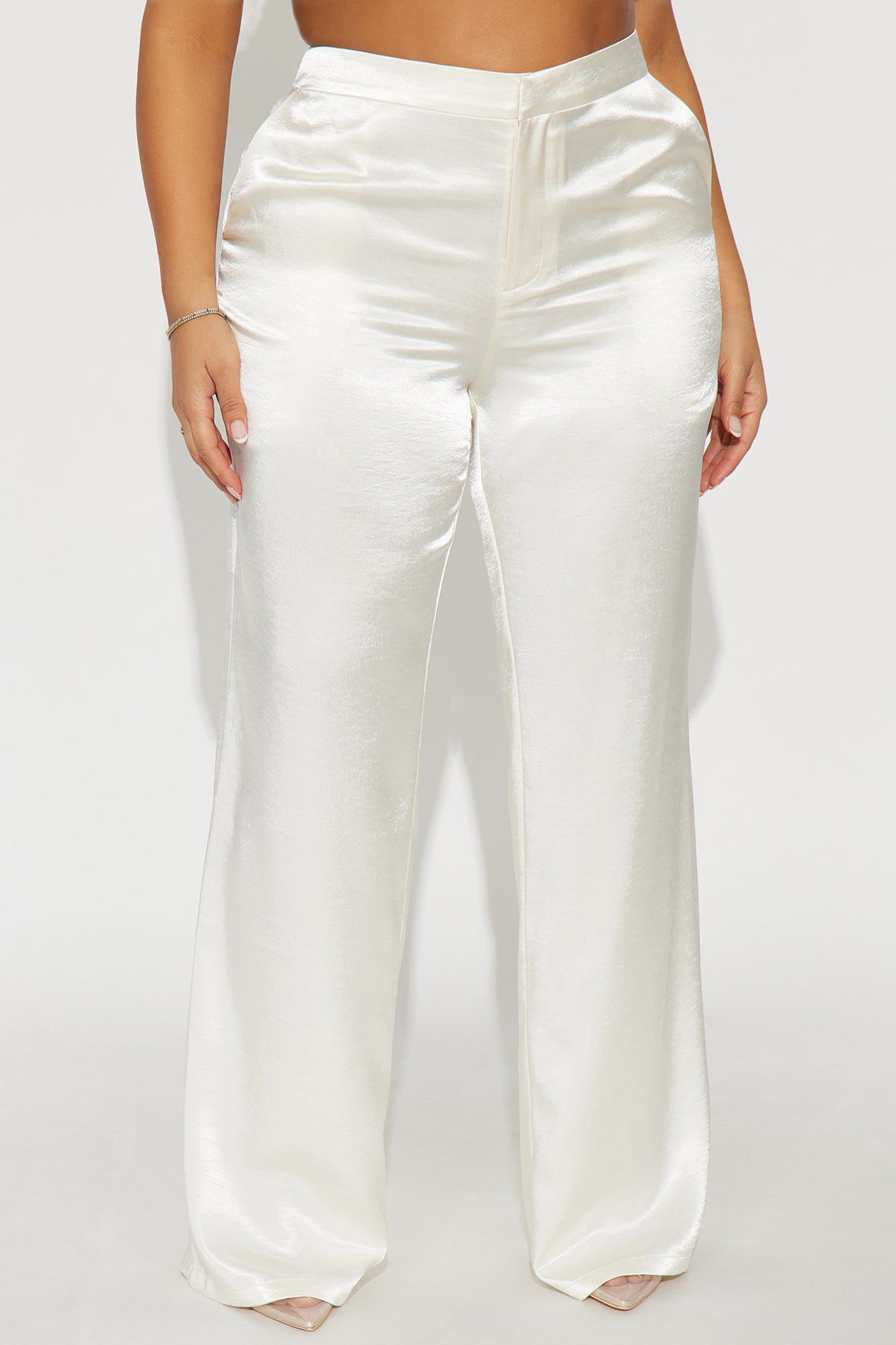 Selena Satin Wide Leg Pants 33″ - Ivory