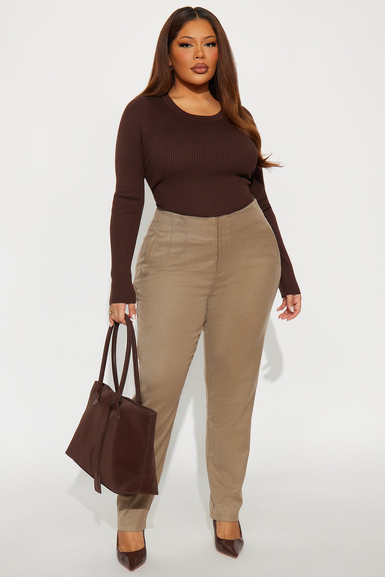 Check The Memo Skinny Trouser Pant 29″ - Taupe