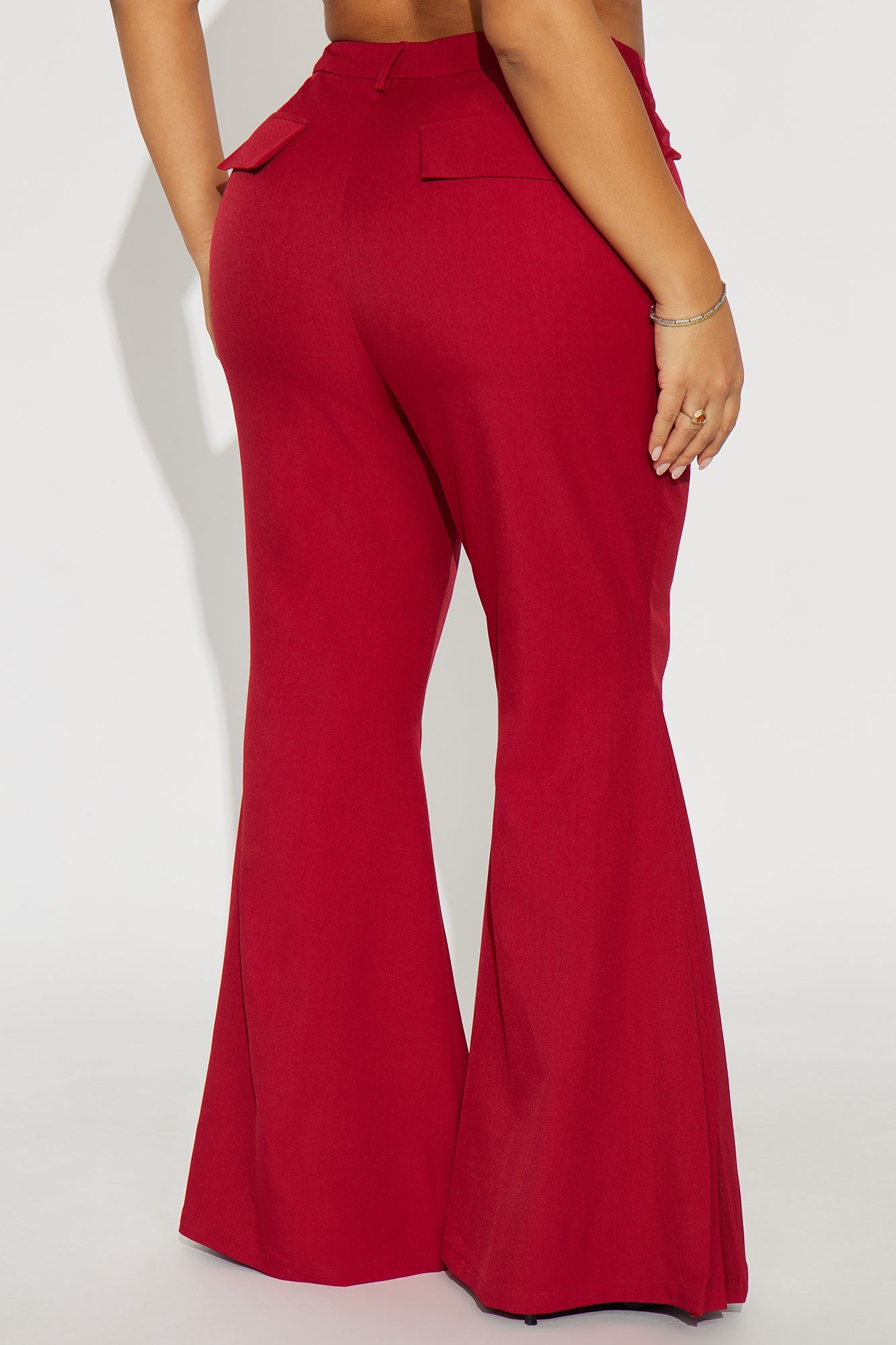 Janet Crepe Flare Trousers 33″ - Red