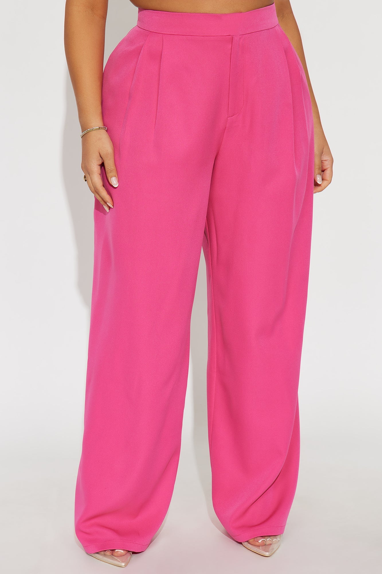 Delia Wide Leg Crepe Trousers 33″ - Fuchsia