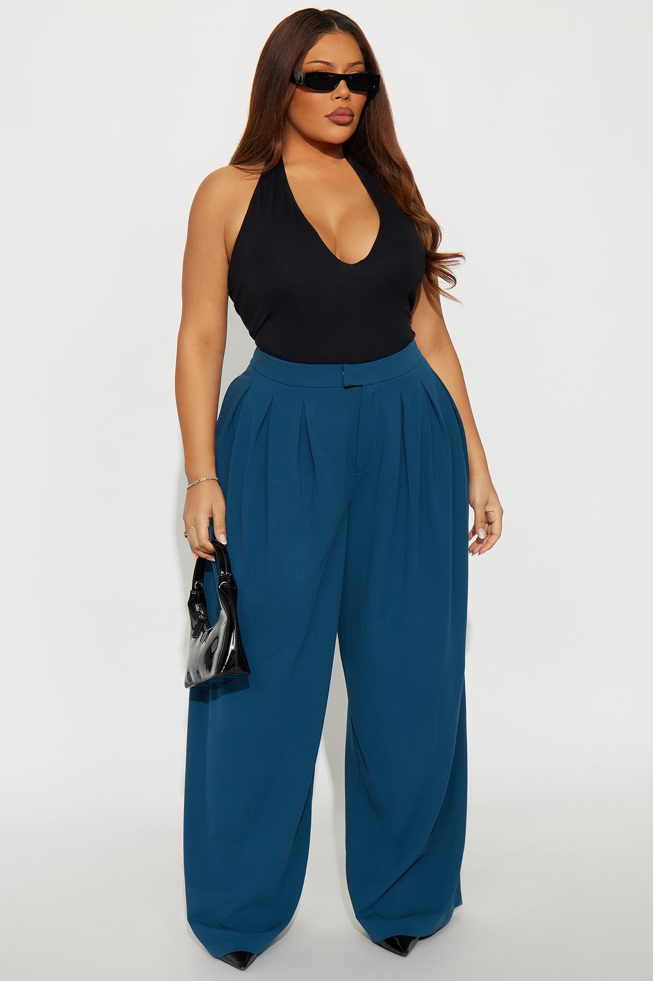 Charlie Wide Leg Trouser 33″ - Teal
