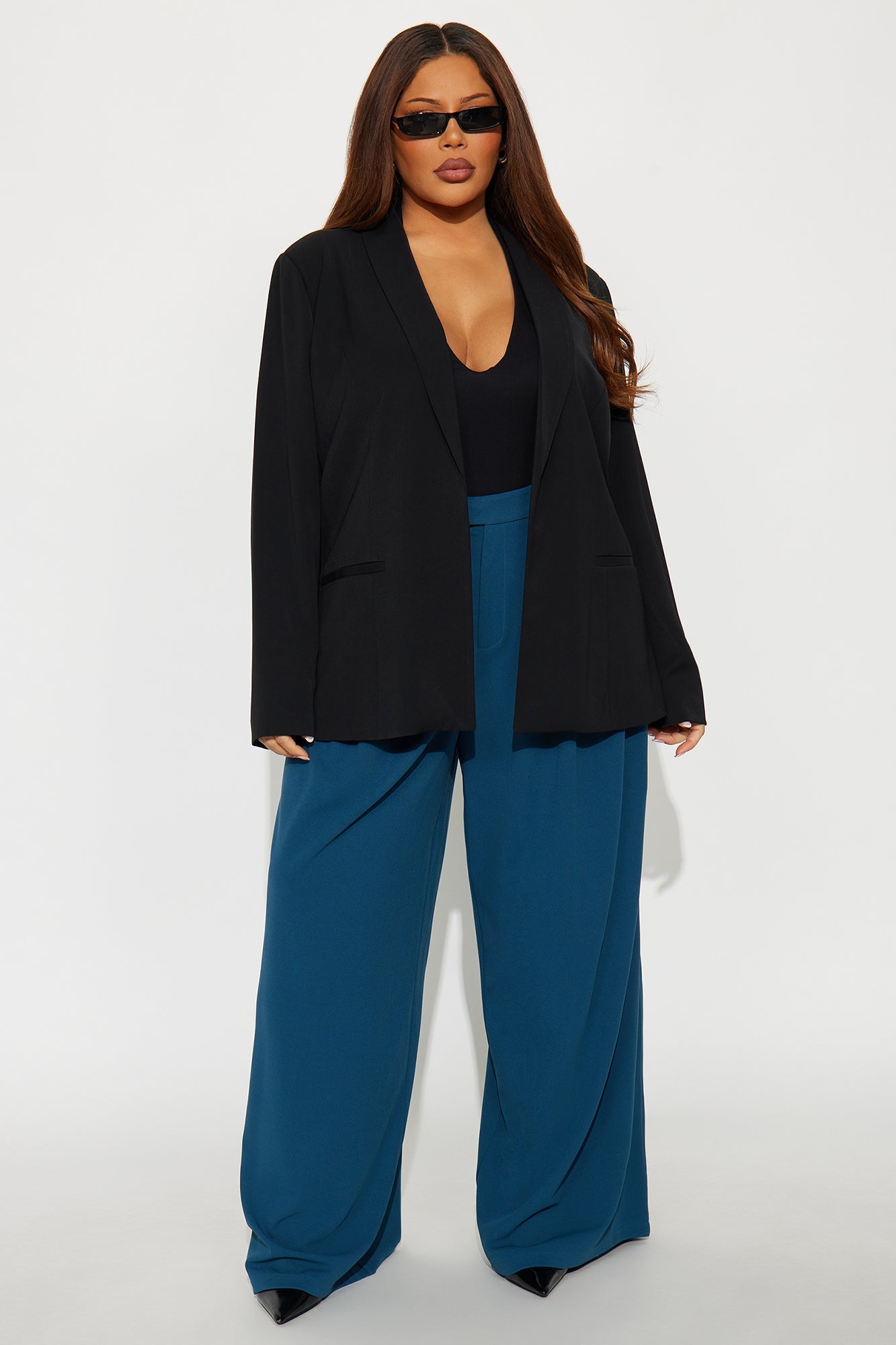 Gemma Open Crepe Blazer - Black