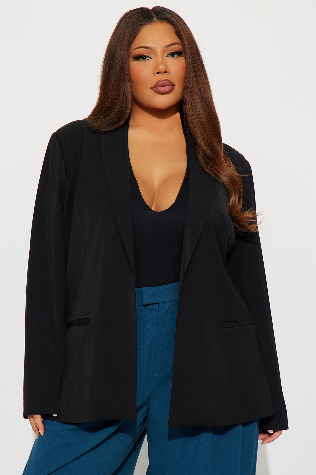 Gemma Open Crepe Blazer - Black