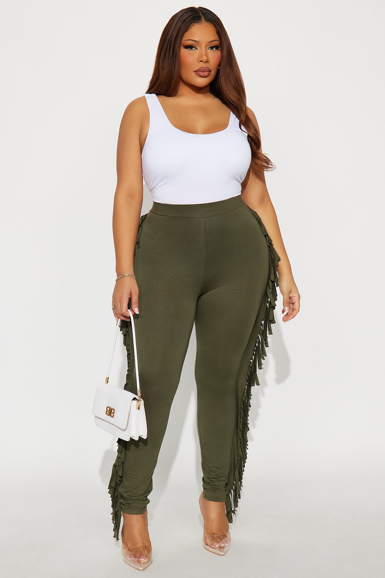Shake It Like a Fringe Shaker Legging - Military Green