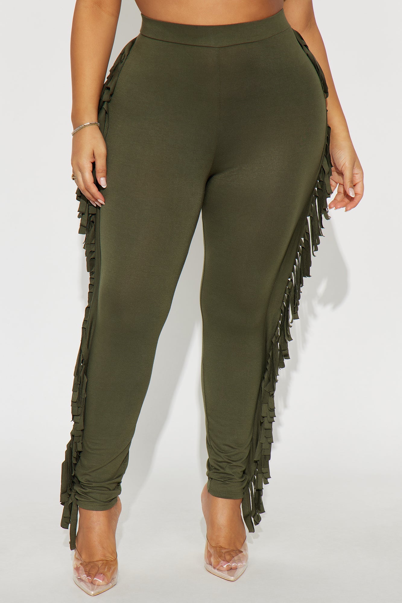 Shake It Like a Fringe Shaker Legging - Military Green