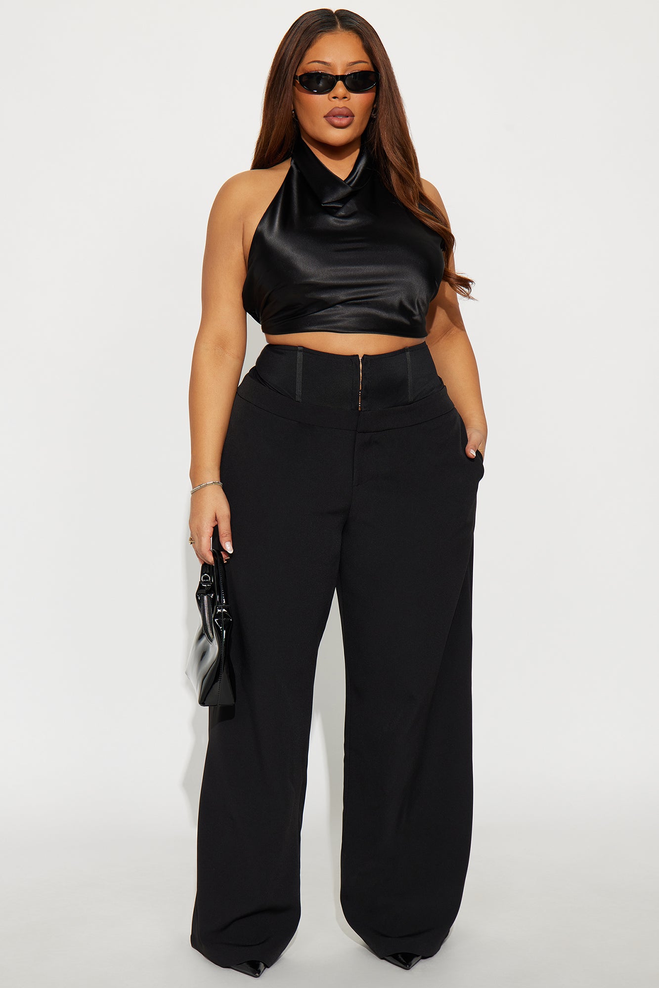 Lover Of Mine Corset Wide Leg Trouser Pant 33 - Black