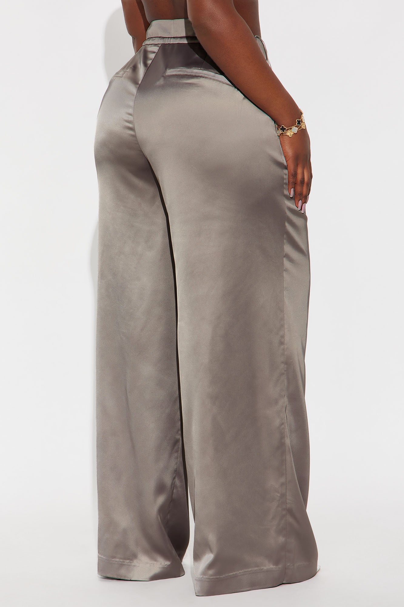 Avani Wide Leg Satin Pant 33 - Grey