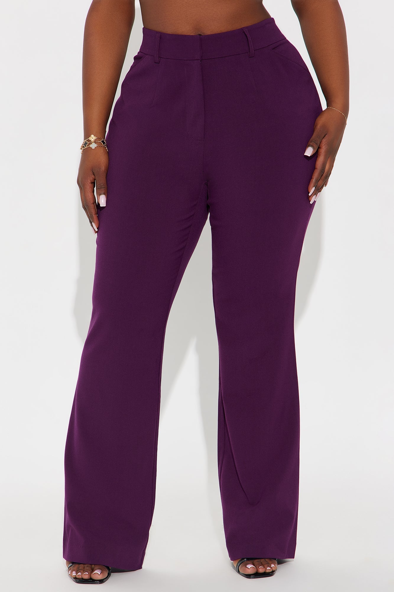 Tasha Dressy High Rise Pants - Eggplant
