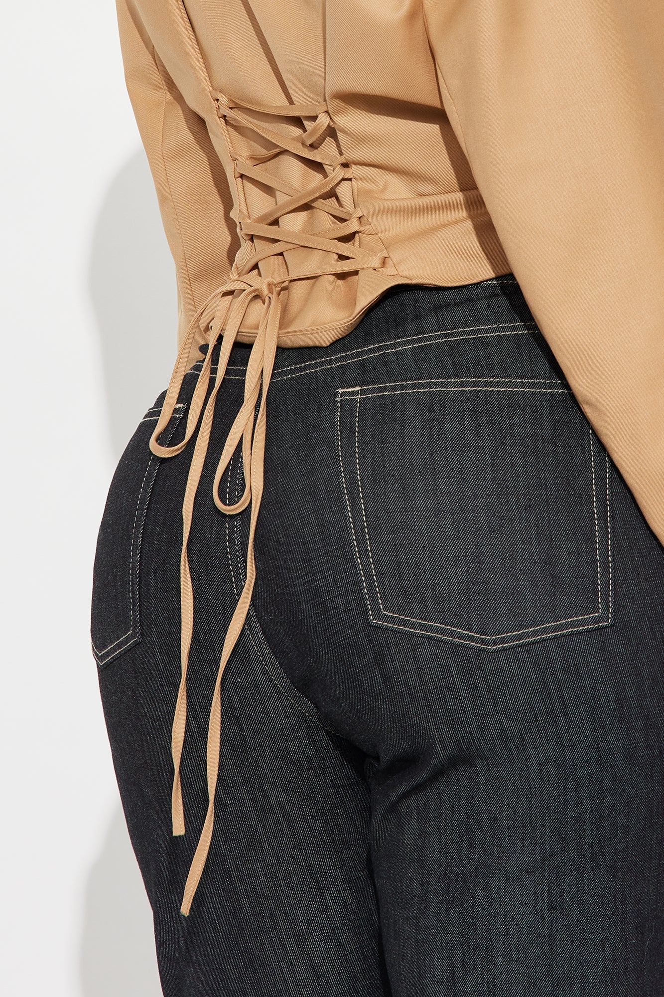 Something Settle Shoulder Pad Corset Top - Mocha