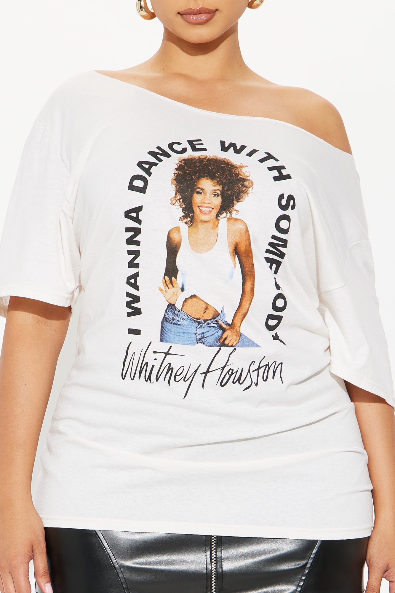 Whitney I Wanna Dance Off Shoulder Tee - Natural