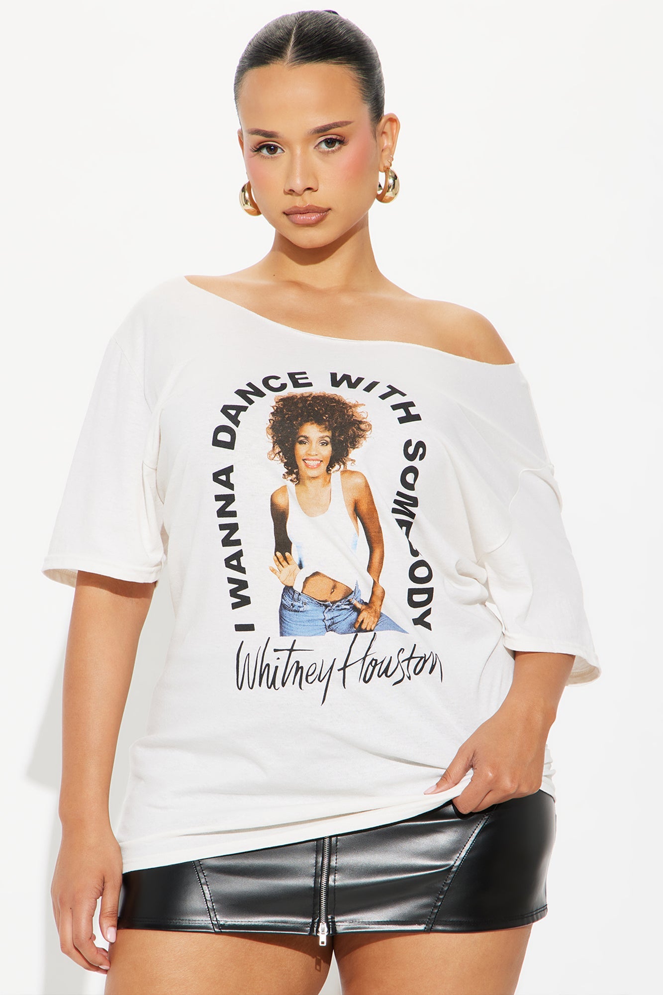 Whitney I Wanna Dance Off Shoulder Tee - Natural