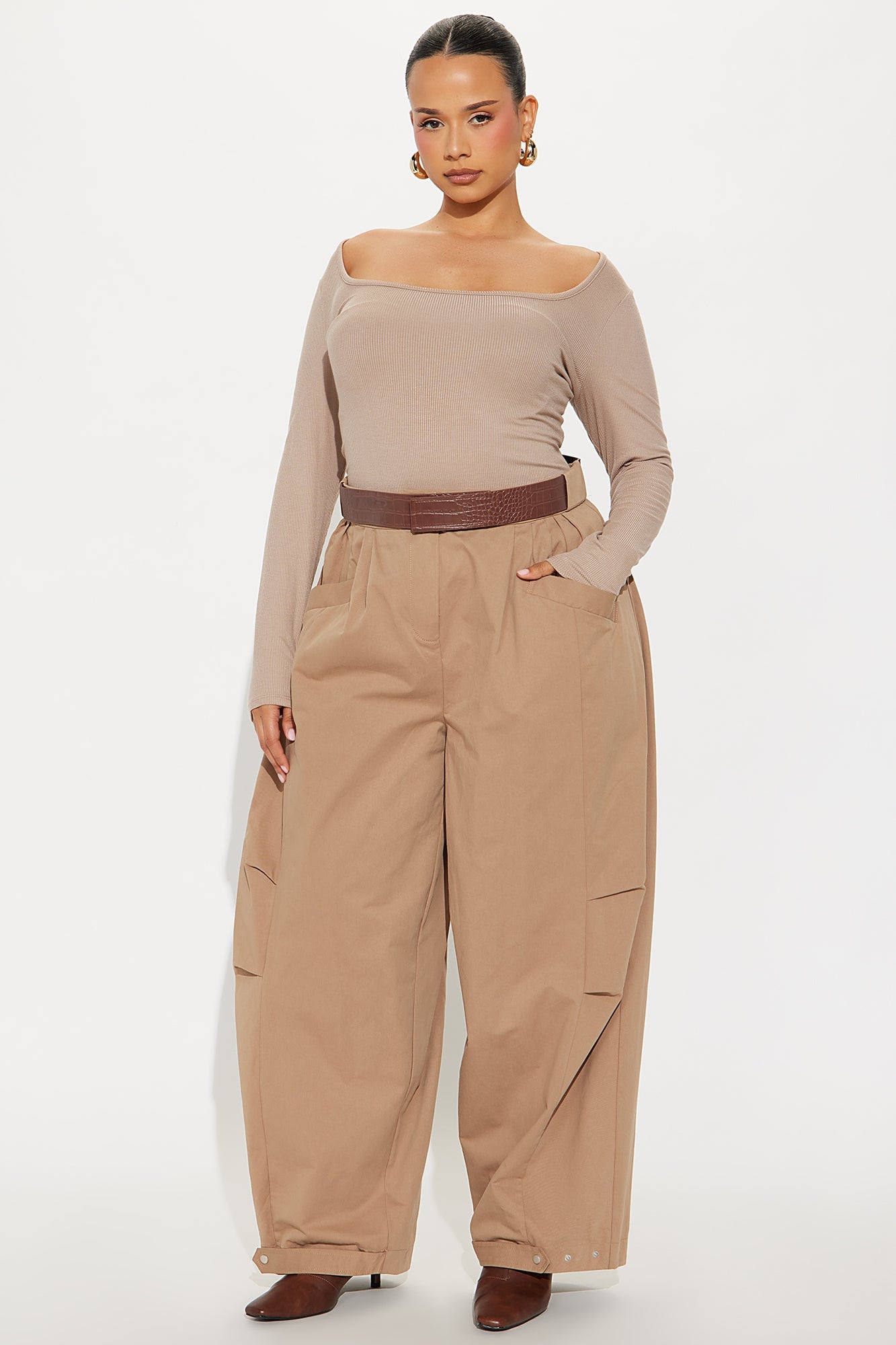 Better Days Barrel Leg Pants 33 - Mocha