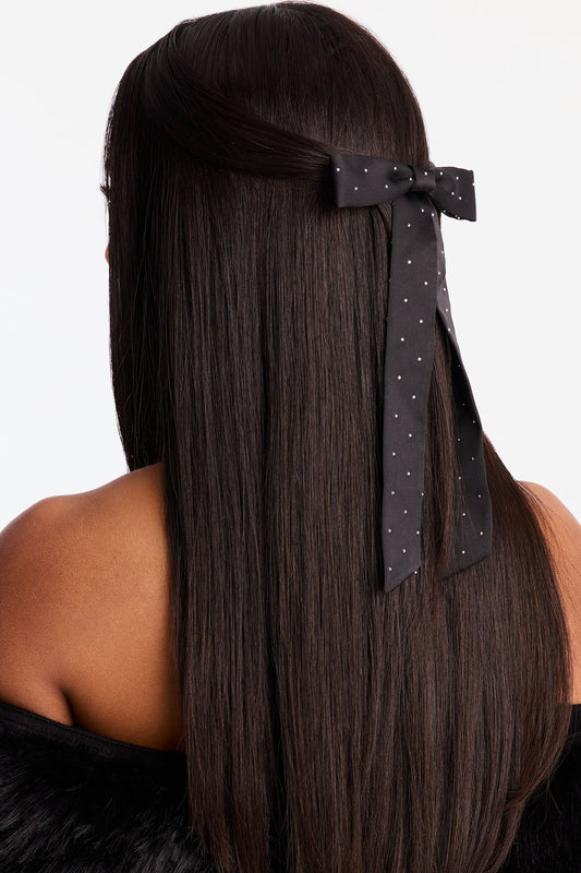 Time To Sparkle Bow Hair Clip - Black