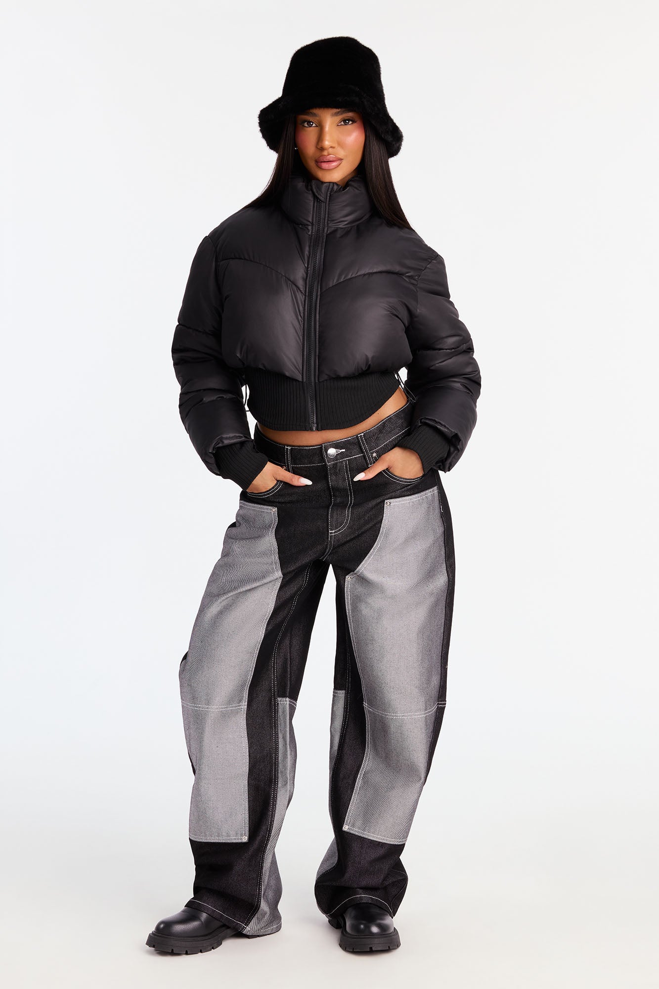 Fashion Guru Faux Fur Bucket Hat - Black