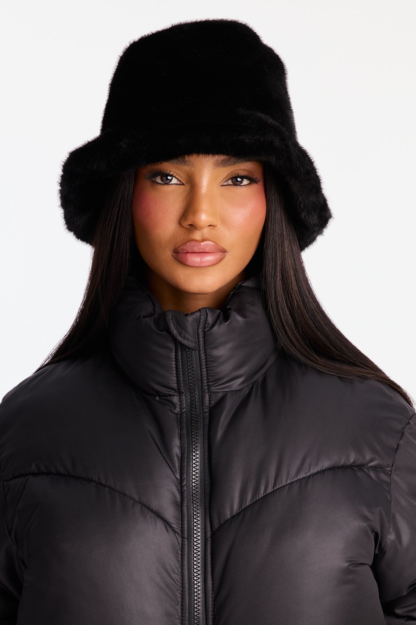 Fashion Guru Faux Fur Bucket Hat - Black