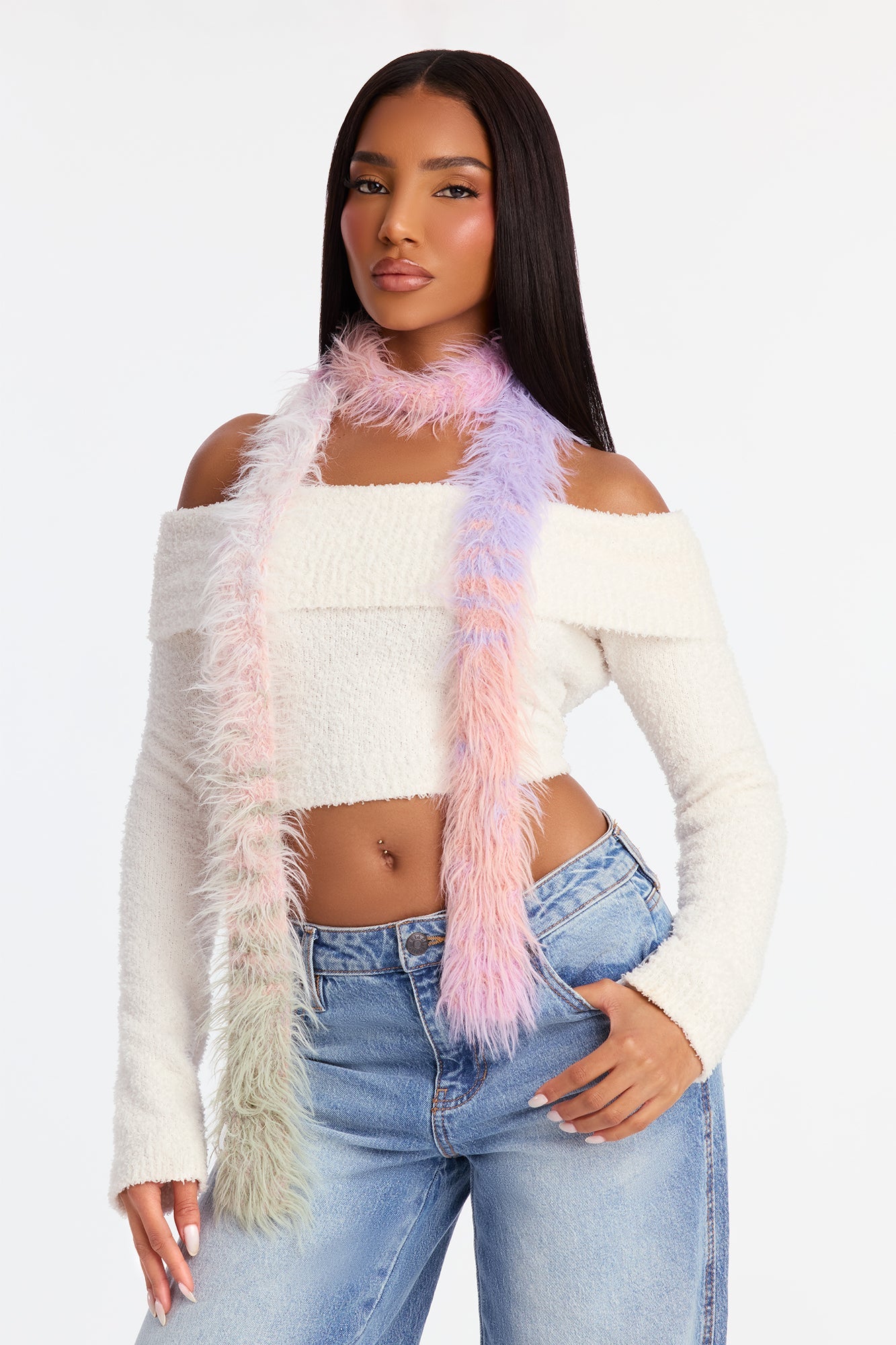 Hot And Cold Skinny Scarf - Multi Color