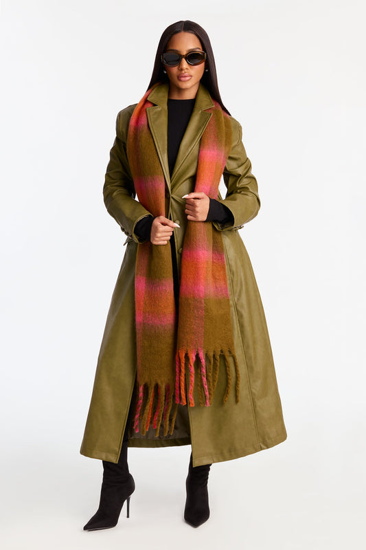 Crisp Cabin Mornings Plaid Scarf - Green/combo