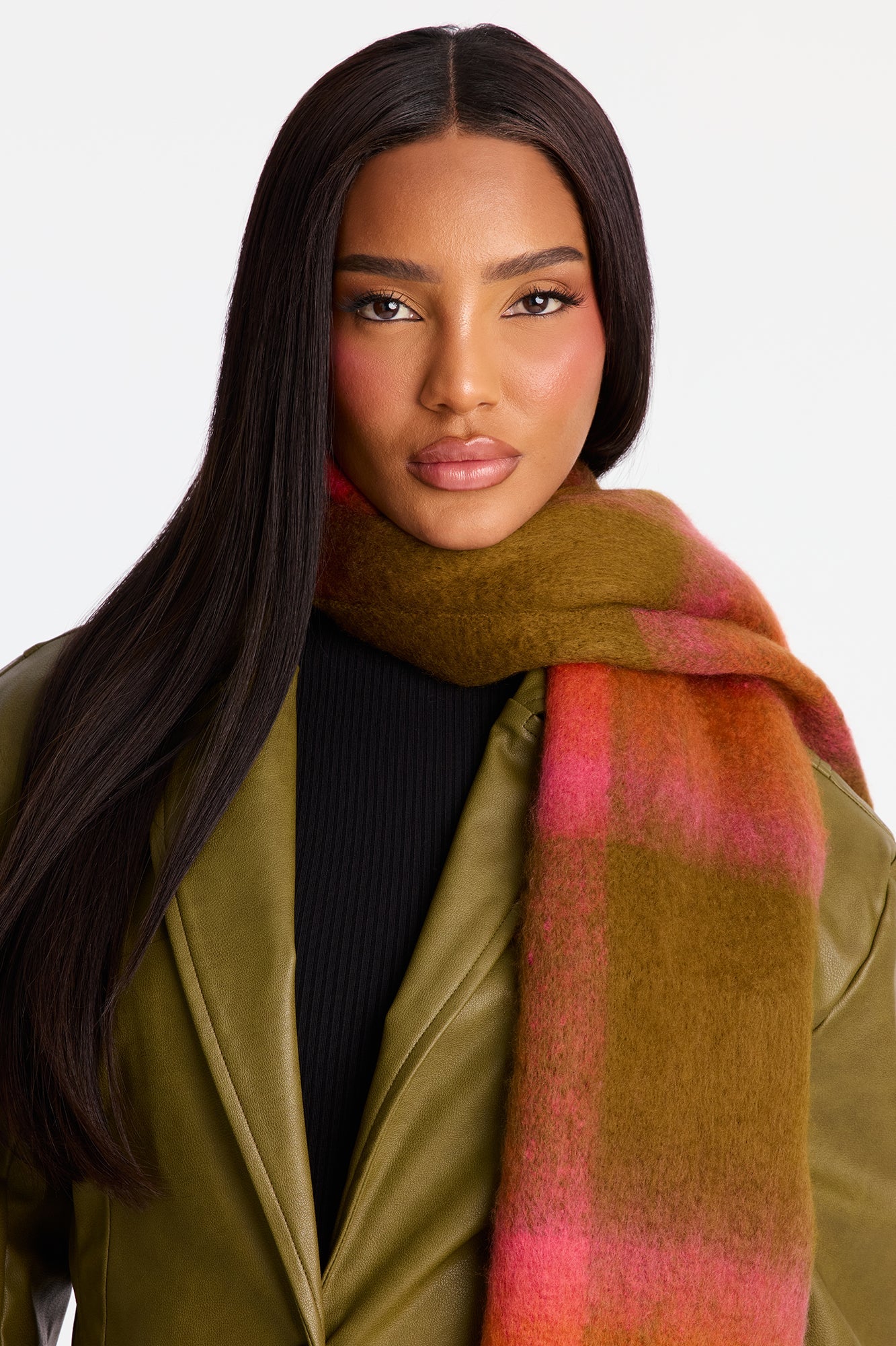 Crisp Cabin Mornings Plaid Scarf - Green/combo