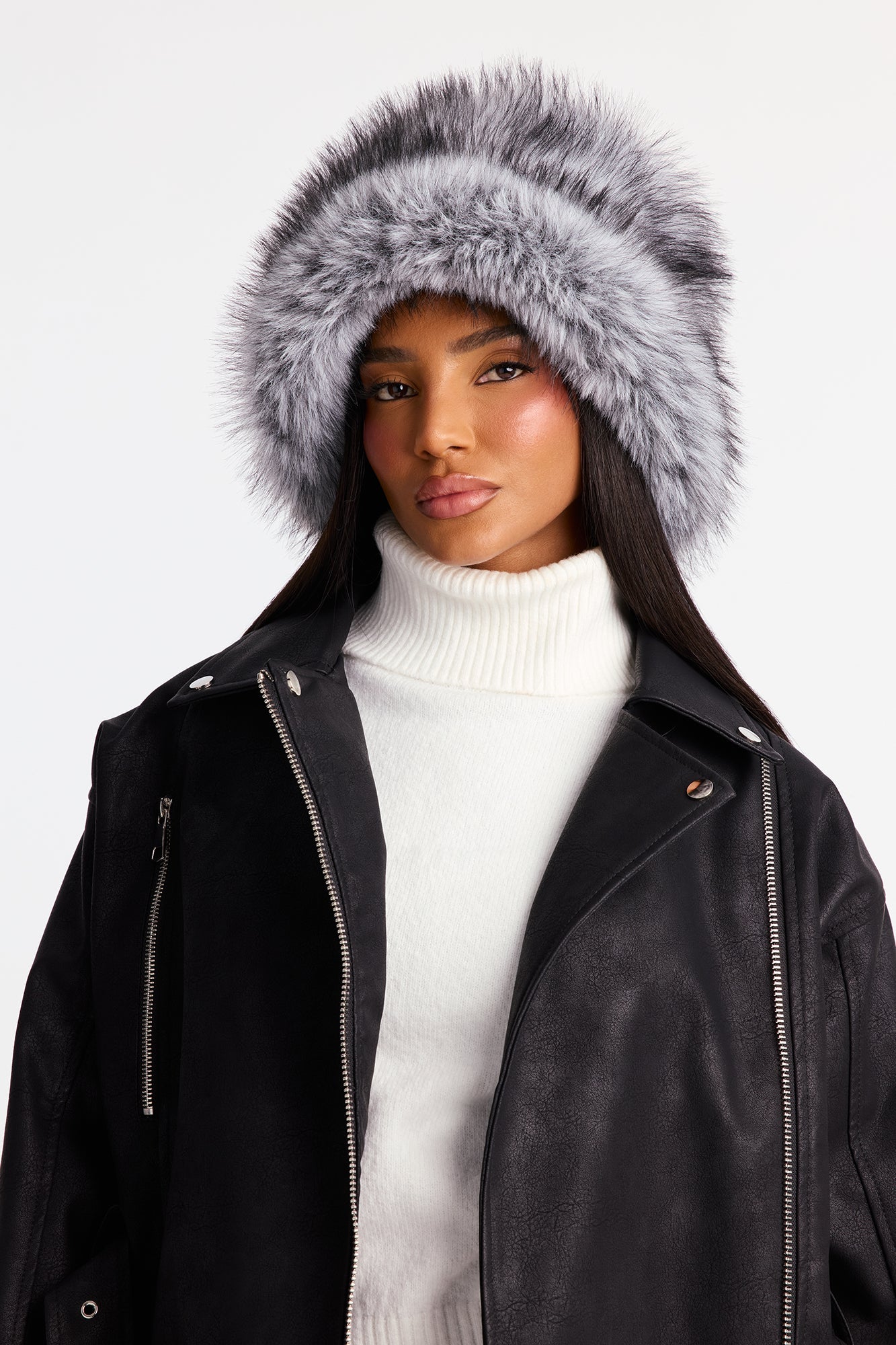 Iceland Faux Fur Bucket Hat - Grey/combo