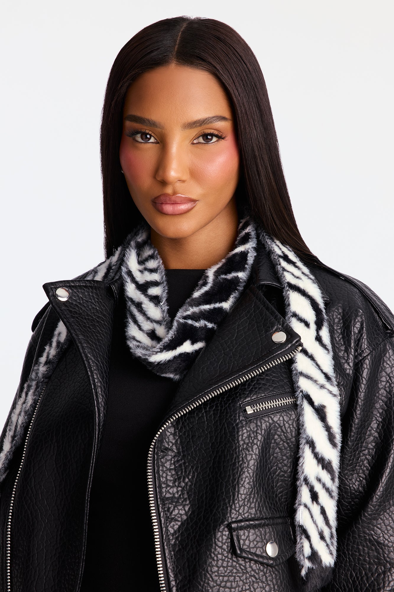 Spontaneously Fun Zebra Skinny Scarf - Black/White