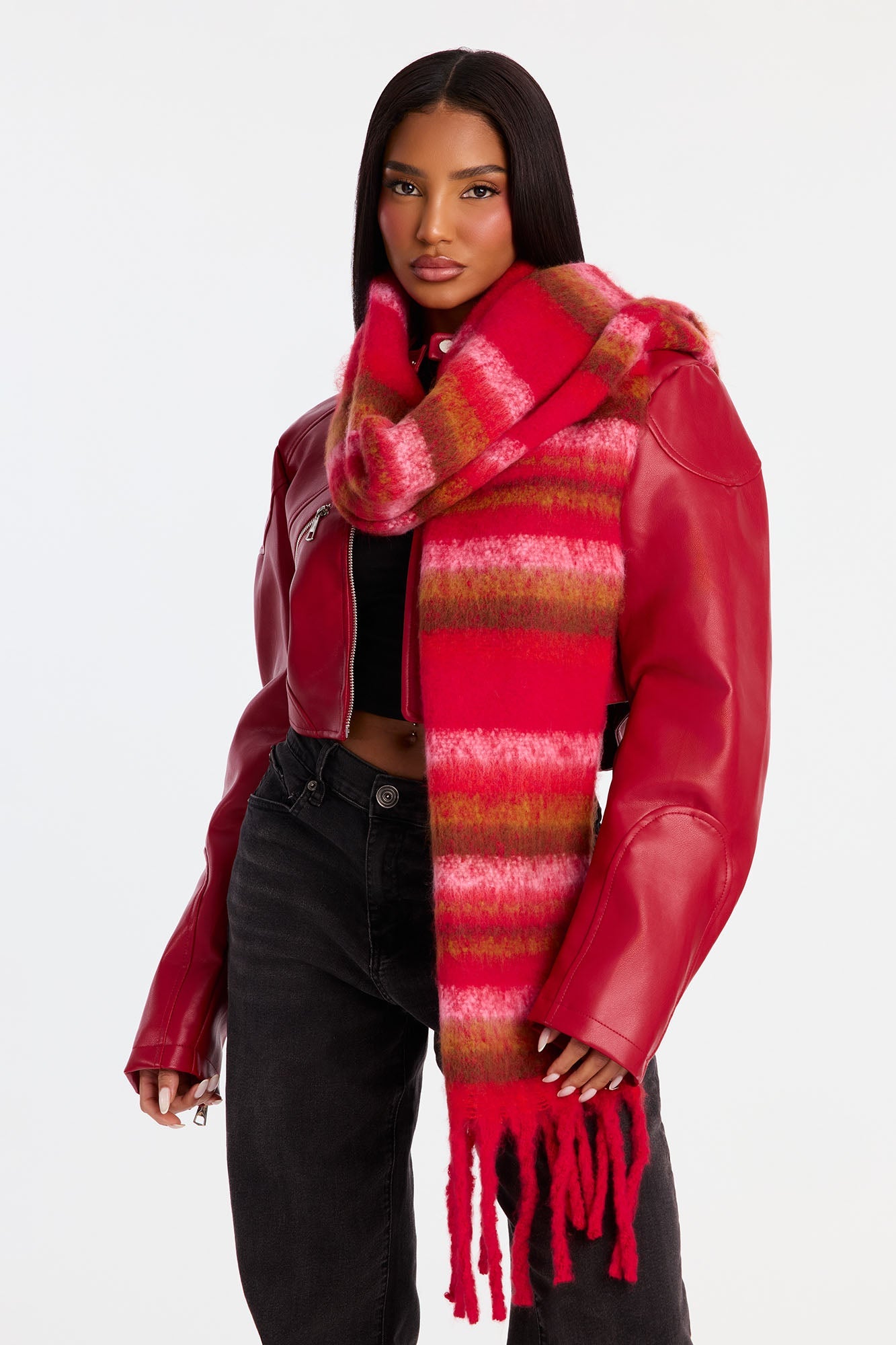 Staying Snug Scarf - Red/combo