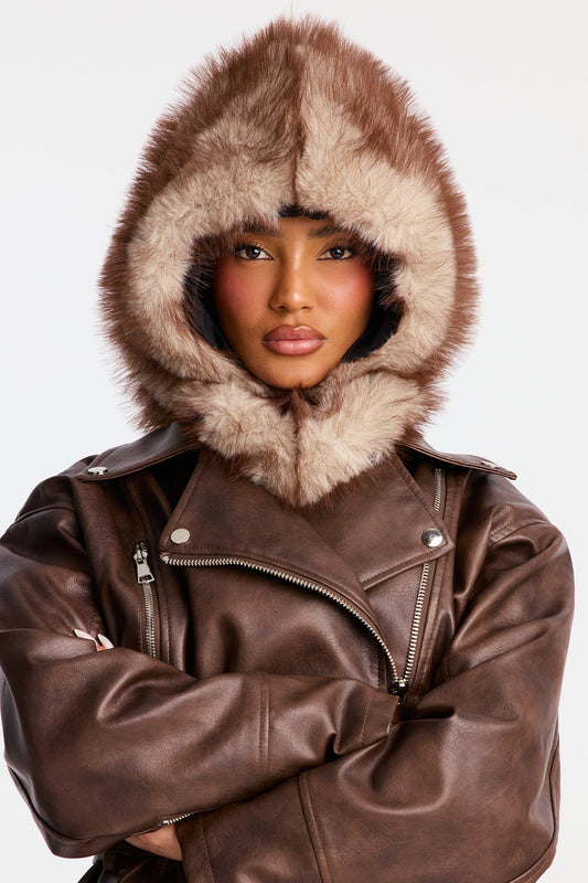 Sleigh Season Faux Fur Balaclava - Ivory/combo