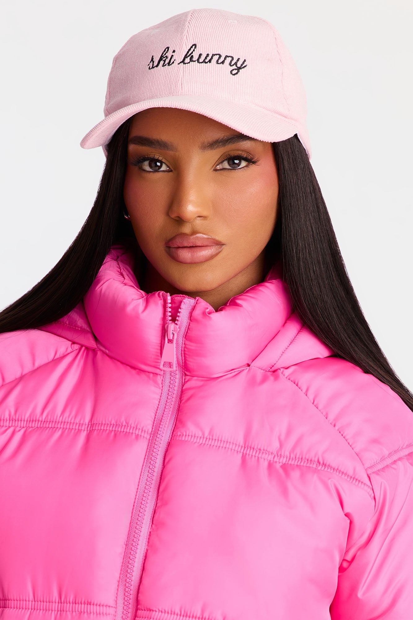 Ski Bunny Baseball Hat - Pink