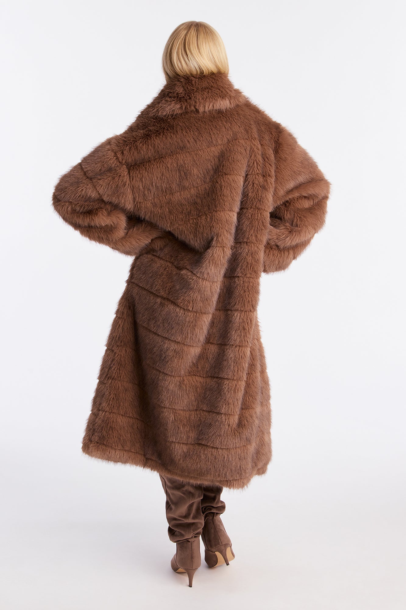 London Weekends Faux Fur Trench - Brown