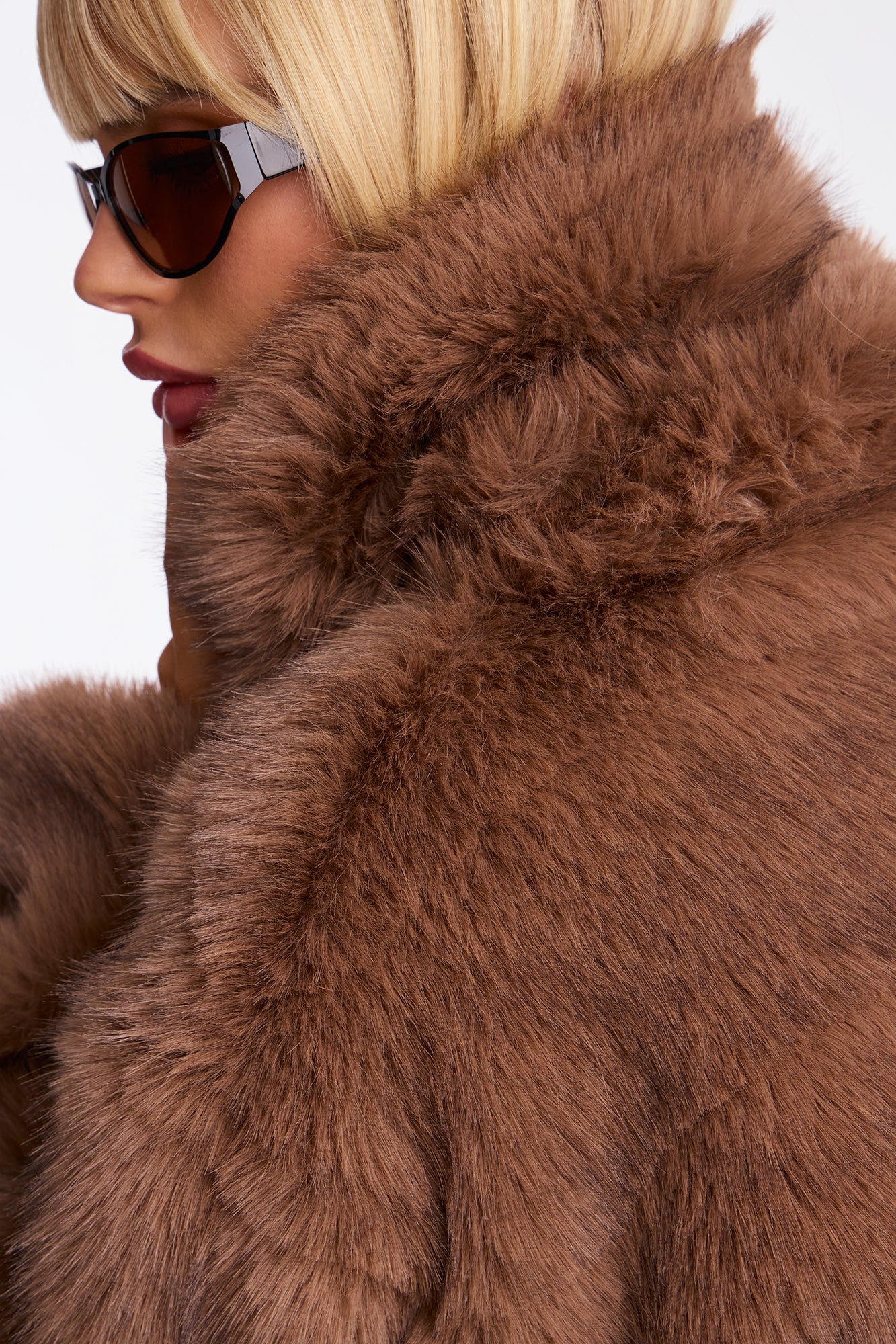 London Weekends Faux Fur Trench - Brown