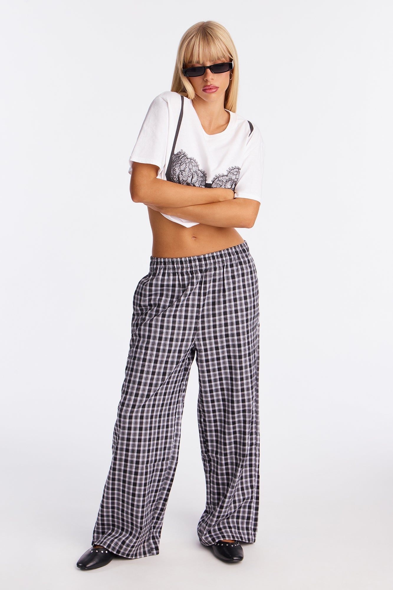 Jump Start Plaid Boxer Pant - Black/White