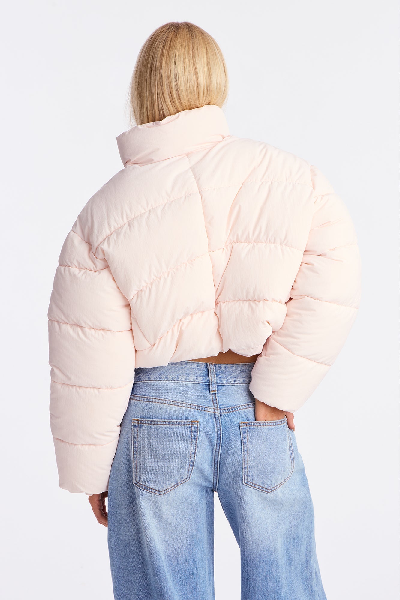 Kendall Cropped Puffer Jacket - Light Pink