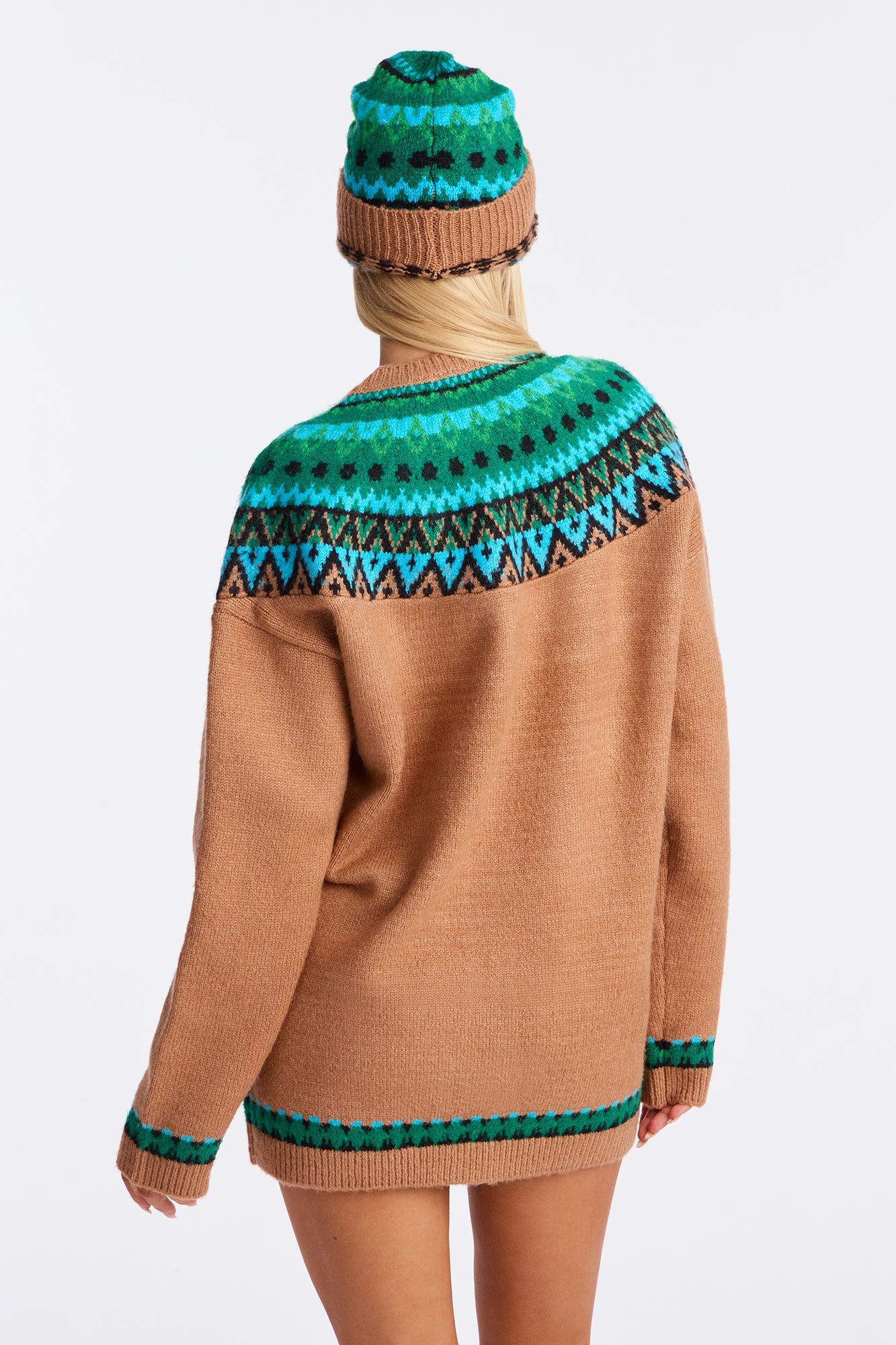 Emerson Fair Isle Beanie Cardigan 2 Piece Set - Multi Color
