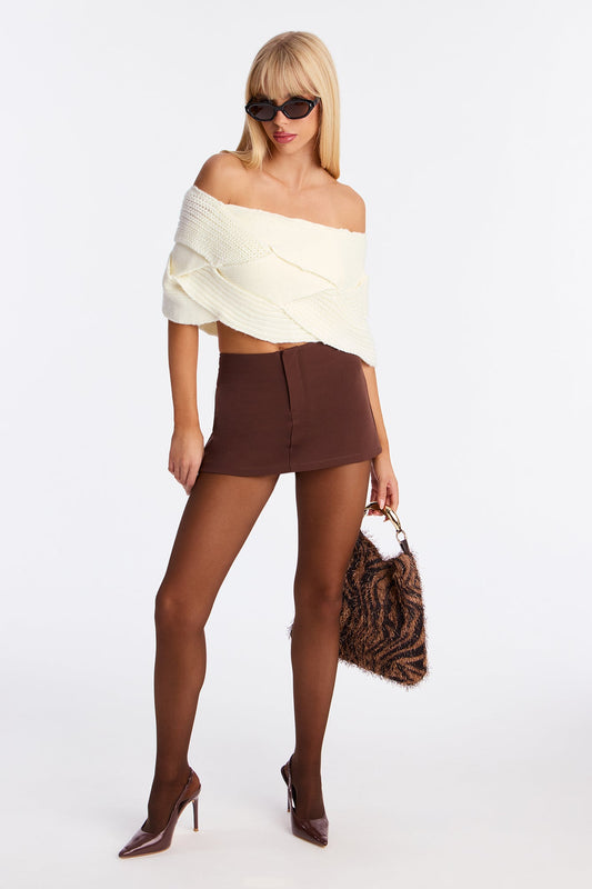 Flirt On Sight Twisted Sweater Top - Ivory