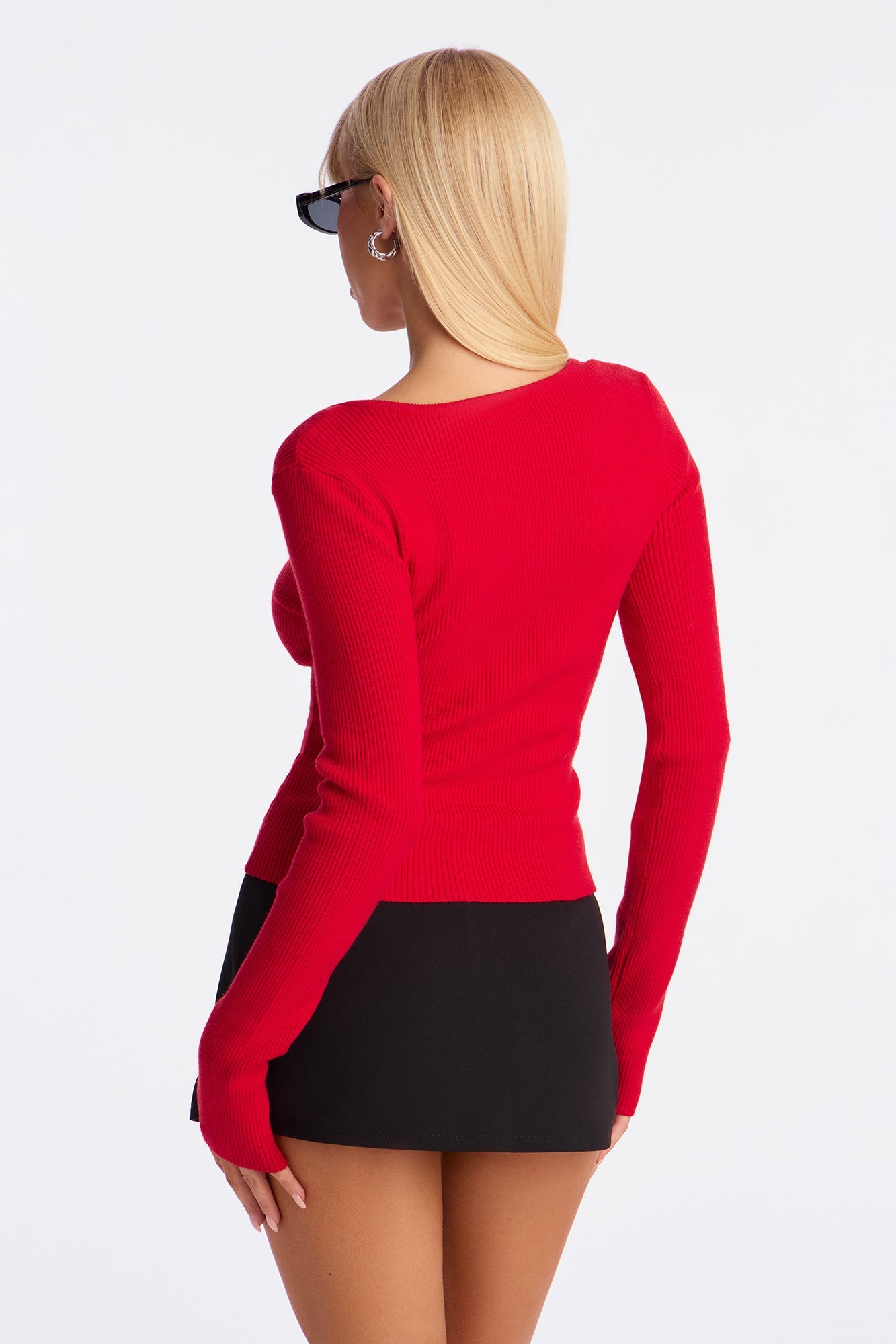 Laurita Henley Sweater Top - Red