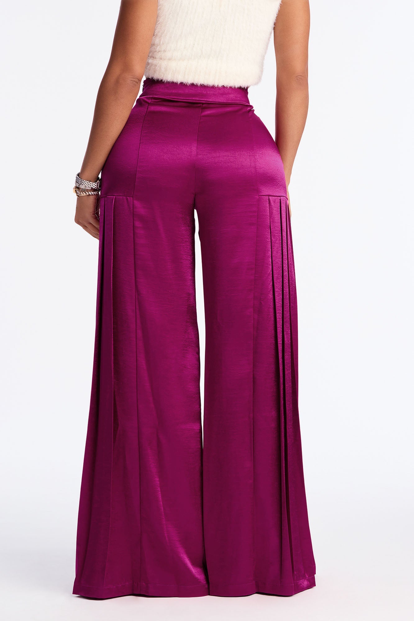 Lost In Your Eyes Satin Wide Leg Pant 33 - Plum
