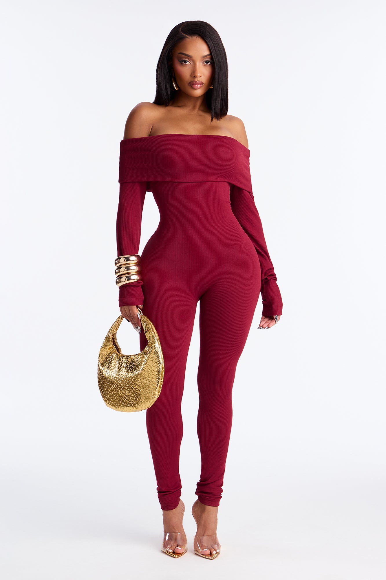 All About Me Seamless Jumpsuit - Burgundy