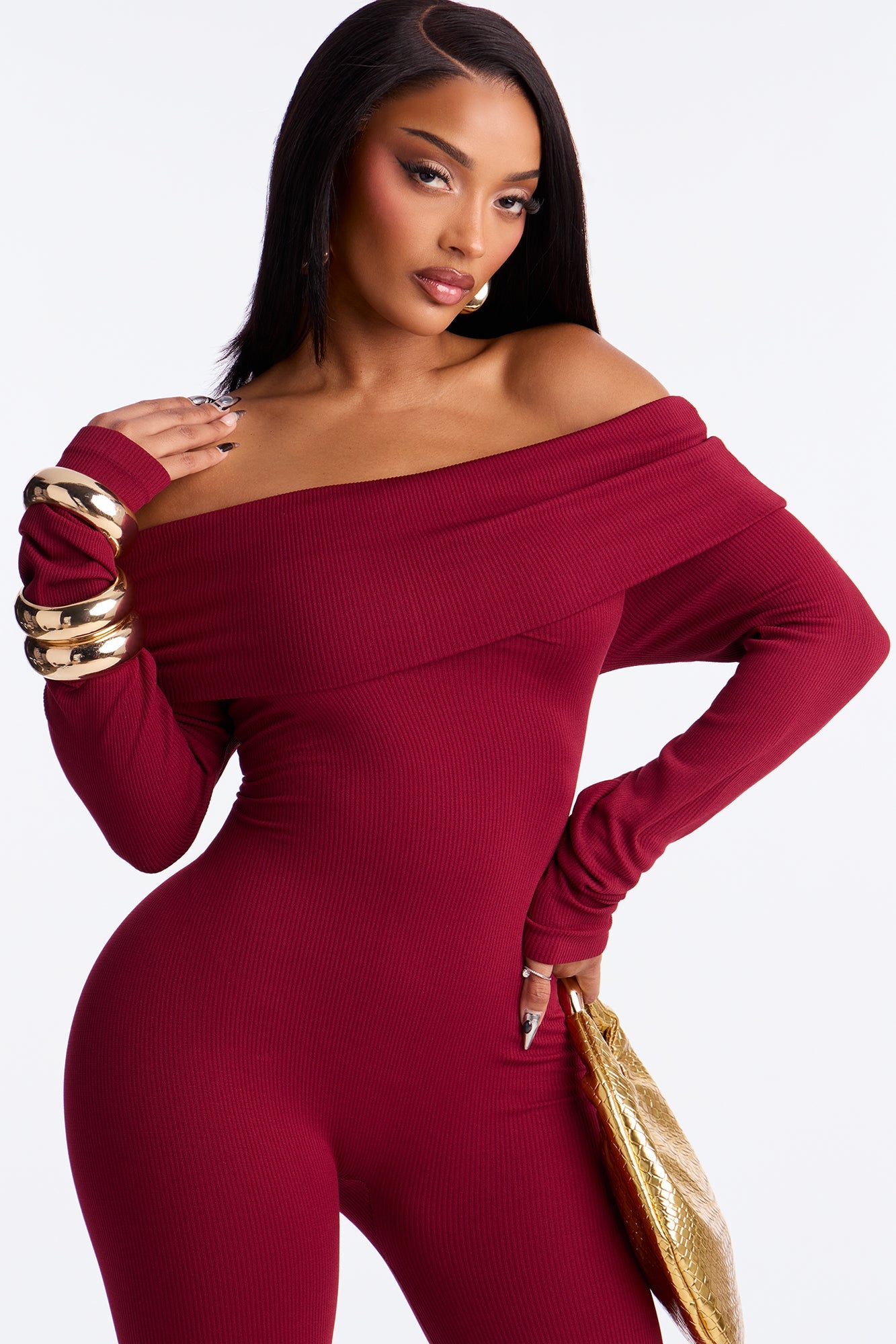 All About Me Seamless Jumpsuit - Burgundy