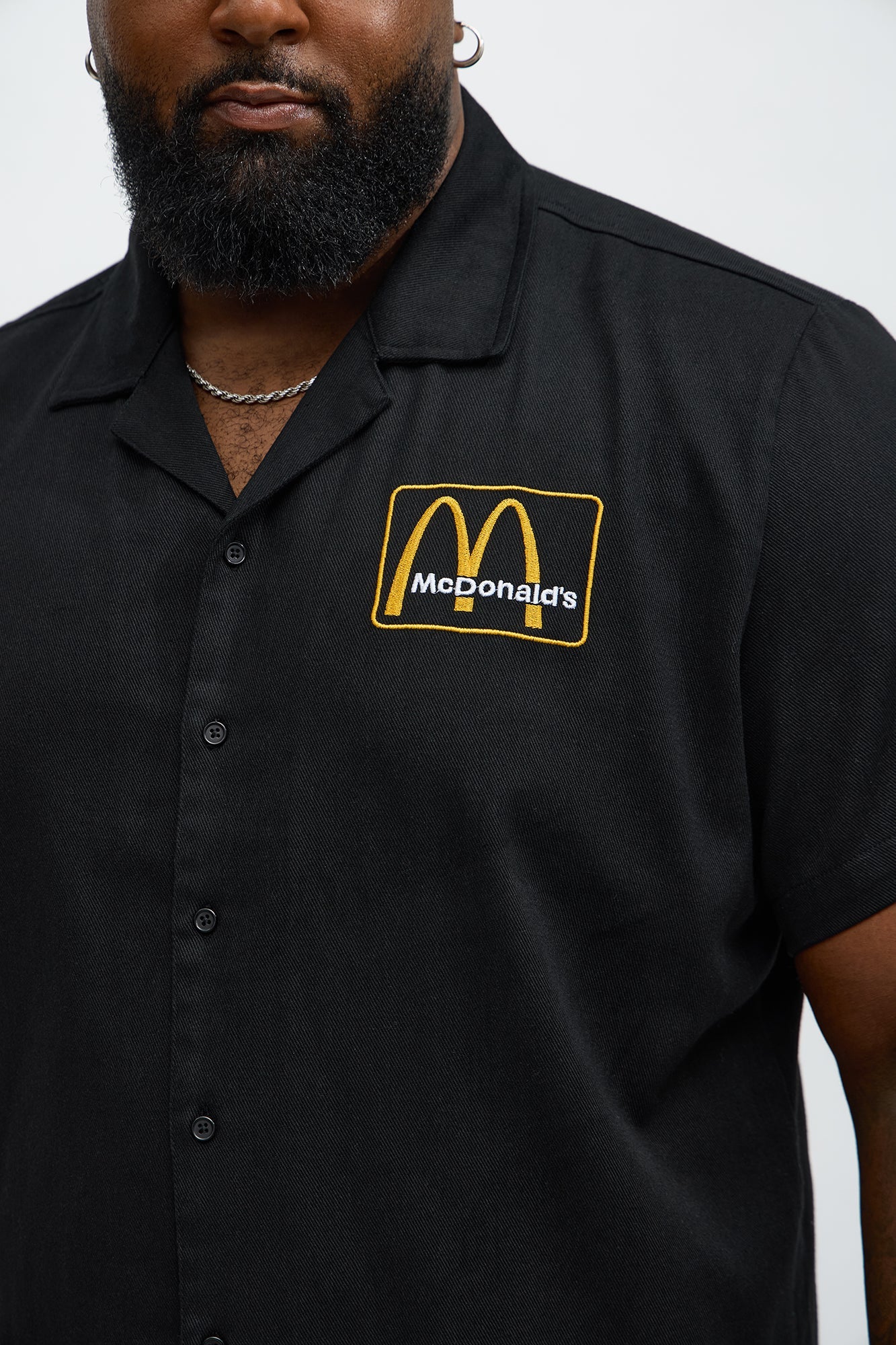 Cropped Golden Arches Button Up Shirt - Black