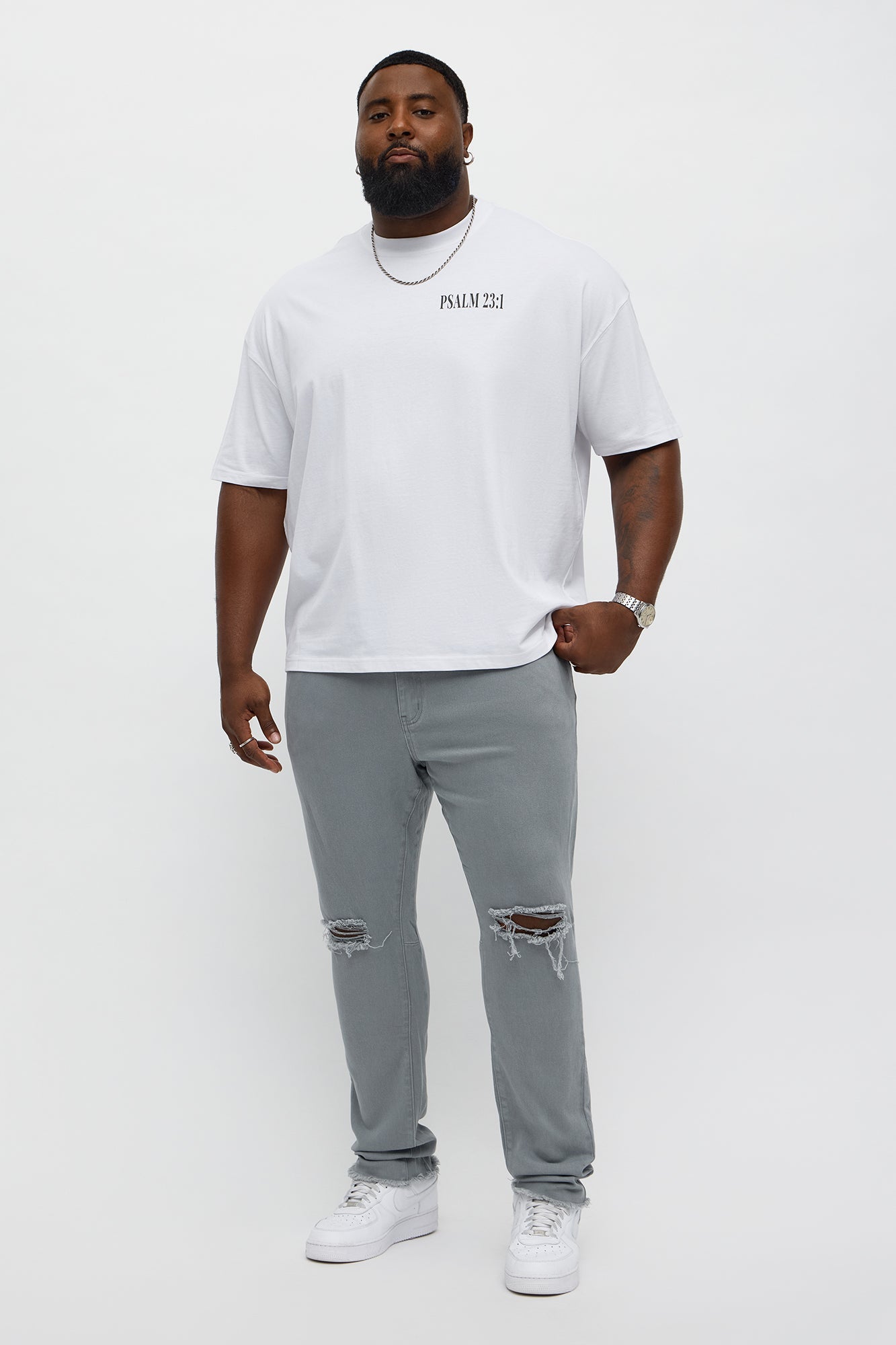 Stacked Skinny Staying Busy Distressed Pant - Grey